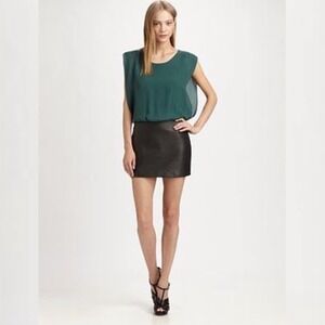 Parker Silk Top Leather Skirt Mini Dress
